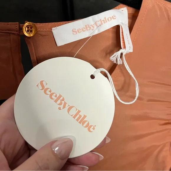 See By Chloe Silk Blend Ruffle Blouse Size 34 - Picture 5 of 16